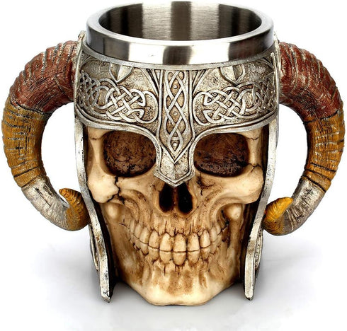 Stainless Steel Skull Mug, Viking Drinking Cup, Skeleton Beer Stein, Halloween Bar Drinkware Gift