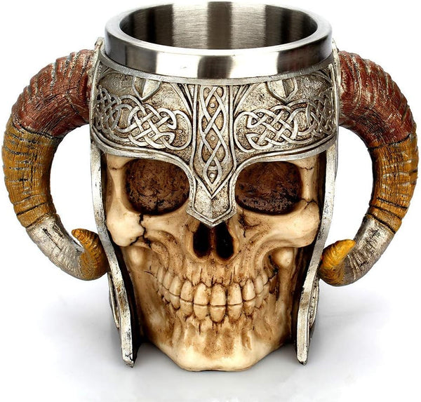 Stainless Steel Skull Mug, Viking Drinking Cup, Skeleton Beer Stein, Halloween Bar Drinkware Gift