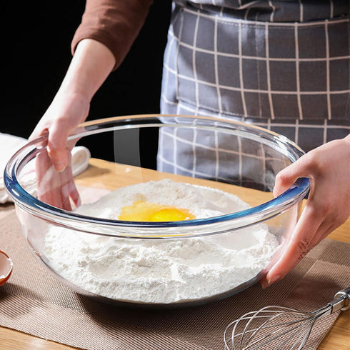 Glass Mixing Bowl Set with Airtight Lids, Kitchen Baking Prepping, Serving, Cooking, 0.6QT, 1.1QT, 2.2QT, 4QT Salad