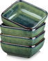 vancasso Stern 6 Oz Dipping Bowls, 3.7 Inches Ceramic Soy Sauce Dish, Set of 4 Small Appetizer Plates, Green