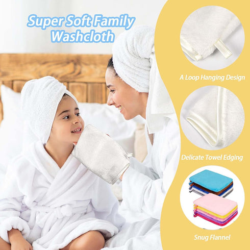 PHOGARY 10 Pack 6x8 Inch Body & Face Microfiber Washcloths for Baby Younger Kid, Soft Flannel Wash Cloth for Washing