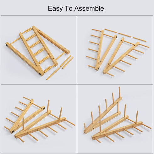 1 Counter, HBlife Bamboo Wooden Dish Drying Rack, PCS Plate/Dish/Book/File/Bowl/Cup/Cutting Board/Pot Lid Organizer
