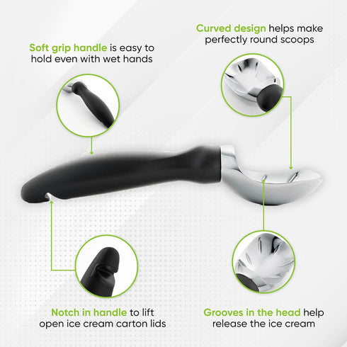 Frozen Spring Chef Heavy Duty Ice Cream Scoop with Comfortable Handle - Professional Ice Cream Scooper for Gelato
