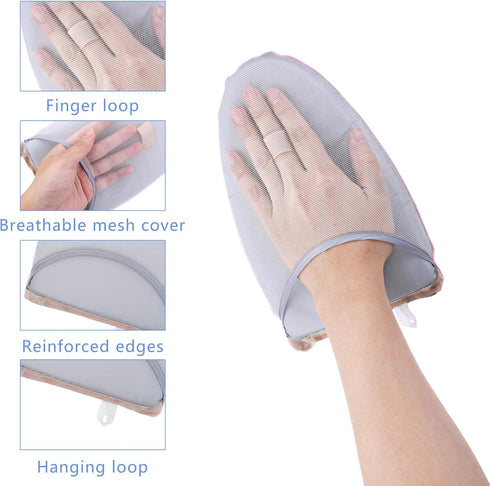 Garment Steamer Ironing Gloves with Finger Loop, Heat Resistant Waterproof Mitt for Clothes (grey)