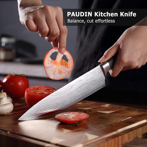 PAUDIN Chef Knife, 8 Inch High Carbon Stainless Steel Kitchen Knife, Gift Box