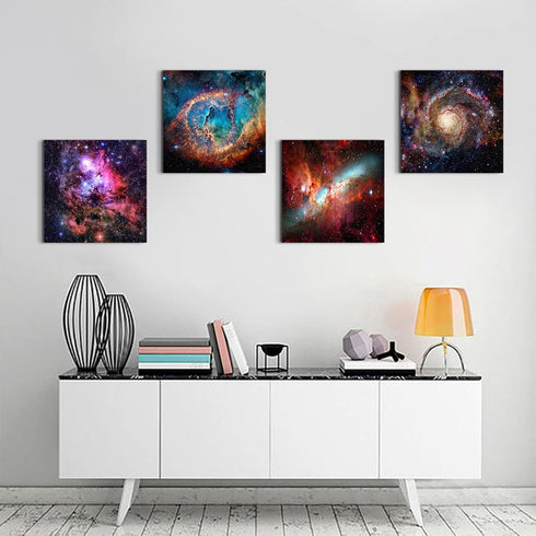 16x16" Space Wall Art Galaxy Futuristic Decor for Teens Room Outer Space Nebula Pictures Boys Bedroom Marvel Room