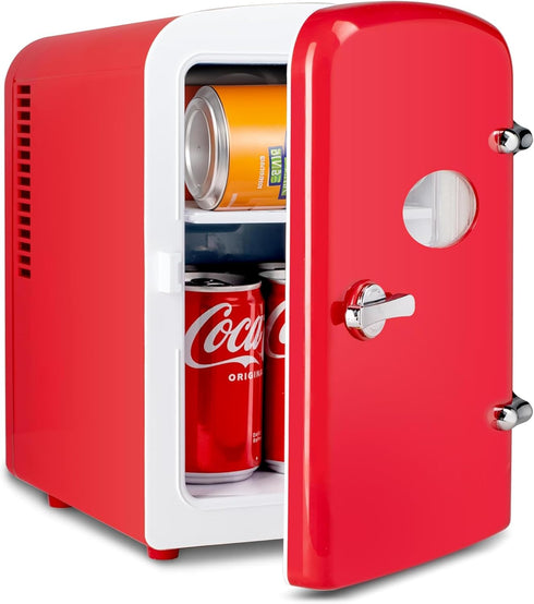 HealSmart Portable Mini Fridge, 4 Liter Cooler and Warmer with Observation Window, Eco Friendly for Drinks, Red
