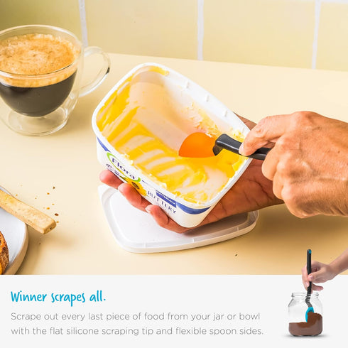 Dreamfarm Mini Supoon Non-Stick Silicone Scraping Cooking Spoon, Jar Scraper Measures 5ml Tsp - Classic Blue