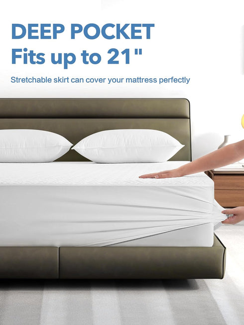 Full Waterproof Mattress Protector, Premium Viscose from Bamboo Mattress Pad, Ultra Soft Breathable Noiseless Cover,