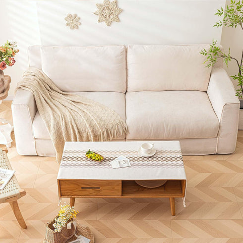 20" 60" SIELUNO Waterproof Coffee Table Cloth, Coffee Table Covers for Living Room Rectangle Cotton Linen Tablecloth