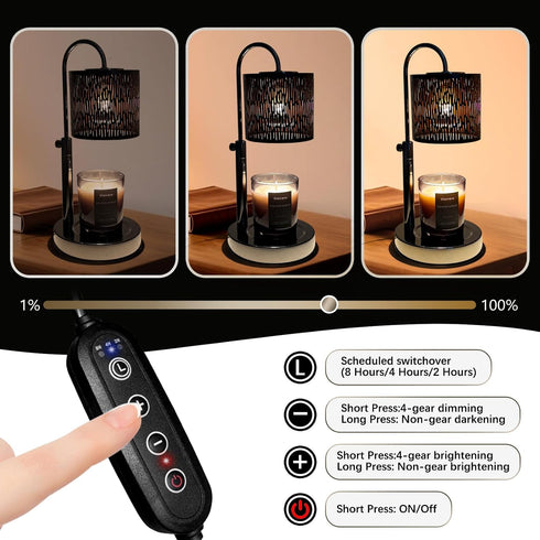 NoavJax Dimmer, Gifts,2 BulbsBlack Candles Warmer Lamp with Timer and Home Bedroom Decor, Electric Adjustable Candle