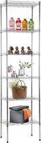 FDW 6 Tier Wire Shelving 17L x 12W x 64H, Adjustable Metal Shelves for Kitchen, Garage, Chrome