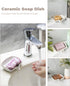 Countertop, Soap Dishes, Ceramic Shower Soap Dish with Waterfall Design Bar Soap Holder Self Draining Soap Saver