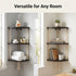 3-Tier REFGY Corner Floating Shelves with Aesthetic Greenery & Fairy Lights - Premium Wood-Textured Boho Wall Hanging