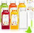 Leaflai Plastic Juice Bottles with Caps 6 pcs - 12oz Reusable Juice Containers