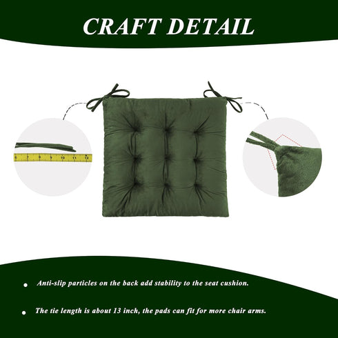 2 Set Rocking Chair Cushions Indoor Velvet Chair Pads High Back and Seat Cushion Piece Green