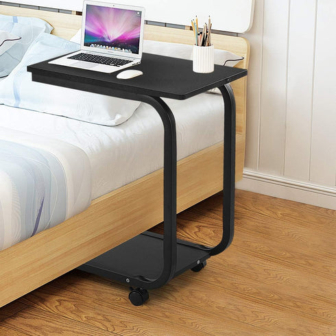 Tangkula Versatile C Table - Black Snack & Coffee Tray for Living Room