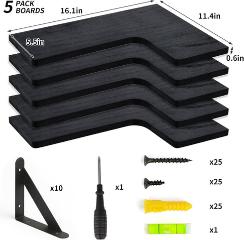 Set 5 Fixwal Corner Shelves Floating Shelves for Wall Bathroom Kitchen Bedroom Home Decor Laundry Room Living Room