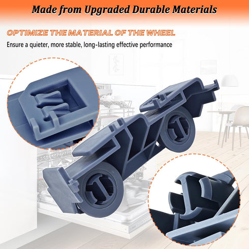 WD28X27241 Dishwasher Lower Rack Carrier and Roller Kit for GE, 2Pcs, Fits WD12X10438, WD12X10439, WD12X10446