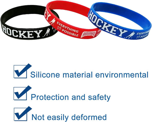 Oringaga 24PCS Motivational Rubber Bracelets for Hockey Party, Sports Baby Shower Birthday Supplies, Gifts