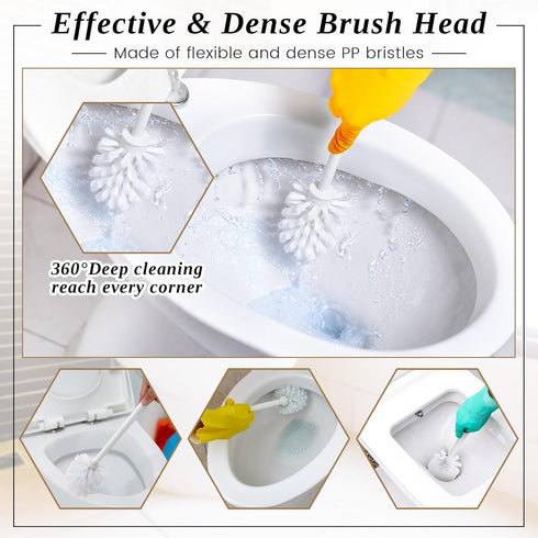 15 Sets Set 16.14 Inch FoldTier Toilet Holder and Brush Toilet Bowl Cleaner Brush with Caddy Bathroom Scrub Plastic