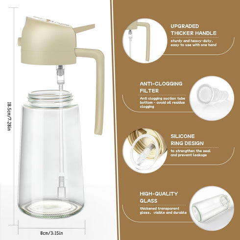 Oil Sprayer for Cooking 2pcs, 16oz/470ml Glass Oil Spray Bottle, Mist Olive Oil Dispenser