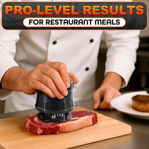 Meat Tenderizer Tool with 56 Sharp Stainless Steel Needle Blades, Safety Lock & Cleaning Brush, Dishwasher Safe