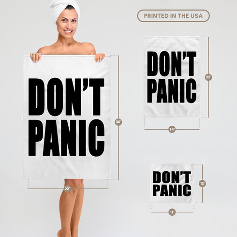 3D Rose Don't Panic Hand Towel, Black, 15" x 22"