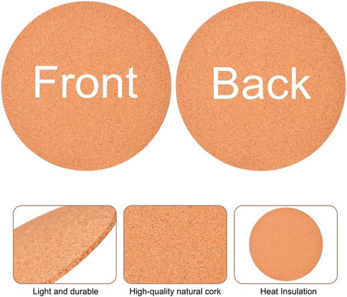 2-Pack 8" Round Cork Coasters, Absorbent Plant Saucers & Trivets for Hot Pots, DIY Craft Board
