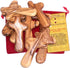 10 Olive Wood Holding Hand Crosses with Gift Bags in Red or Black Velvet