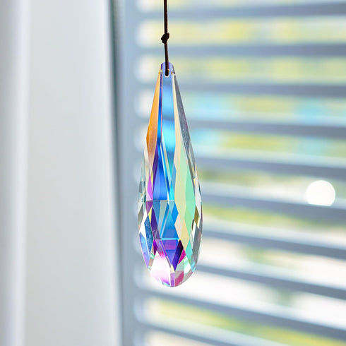 120mm H&D HYALINE & DORA Hanging Window Crystal Teardrop Prism, Suncatcher Crystal Light Catcher, Glass Hanging