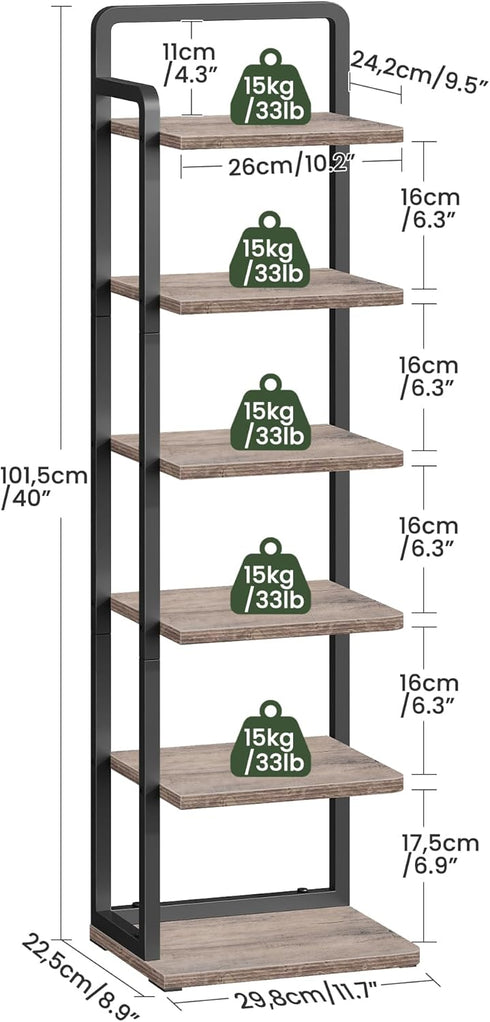 6-Tier TXJ06BG CHOEZON Vertical Shoe Rack, Narrow Shoe Tower, Corner Shoe Storage Organizer, Shoe Shelf, for Small