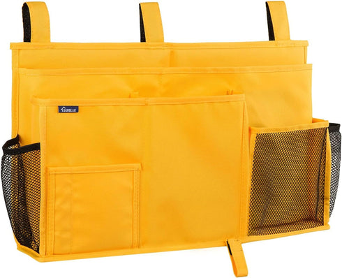 Surblue Bedside Caddy Hanging Organizer Storage Bag for Bunk and Hospital Beds, 8 Pockets, Large, Yellow