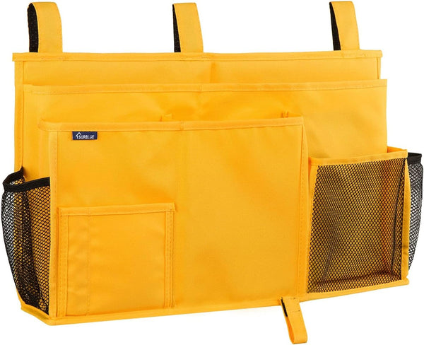 Surblue Bedside Caddy Hanging Organizer Storage Bag for Bunk and Hospital Beds, 8 Pockets, Large, Yellow