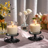 Black Iron Plate Candle Holder - Set of 2 Candle Pedestal for 3.15in Pillar Candles