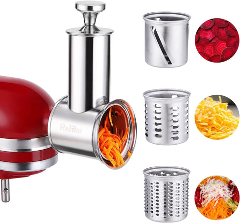 Stainless Steel Slicer Shredder Attachments for KitchenAid Stand Mixers, Large Vegetable Cheese Grater Accessories