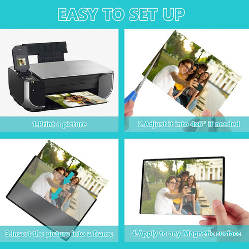 Magnetic Picture Frame, 10 Pack - Reusable 4"x6" Magnetic Photo Frames with White Border for Home & Office