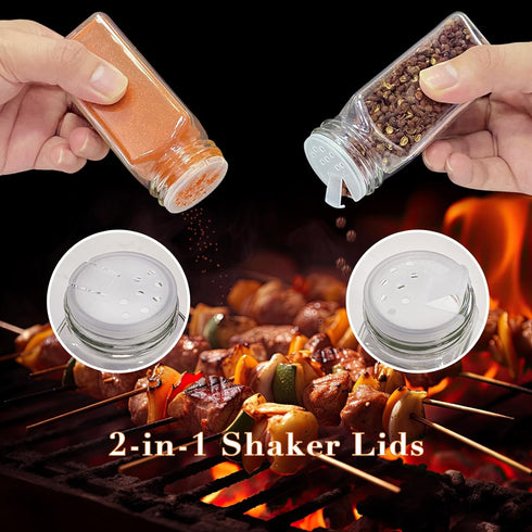 24 4oz Pcs Spice Jars, Seasoning Containers with Acacia Wood Shaker Lids, Glass Spice Bottles with Labels, Square