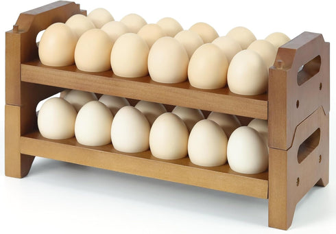 Uibyriy 2-Tier Wooden Egg Holder for 36 Eggs, Wooden Egg Holder Countertop with