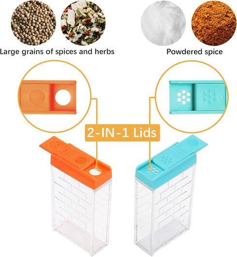 URALFA Plastic Spice Shaker Jars, Seasoning Storage Containers Set for Travel, Condiment Box, Color
