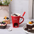 4 Set Honeydak Chocolate Fondue Mug with Fork and Candle Sweet Ceramic Personal Chocolate Melting Cup Ideal Gifts