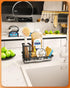 SWTYMIKI Sink Caddy Sponge Holder for Kitchen, Stainless Steel Organizer with High Brush Holder for Countertop