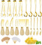 Gold Charcuterie Utensils Set, Cheese Butter Spreader Knife with Wooden Handles, Small Serving Tongs and Forks