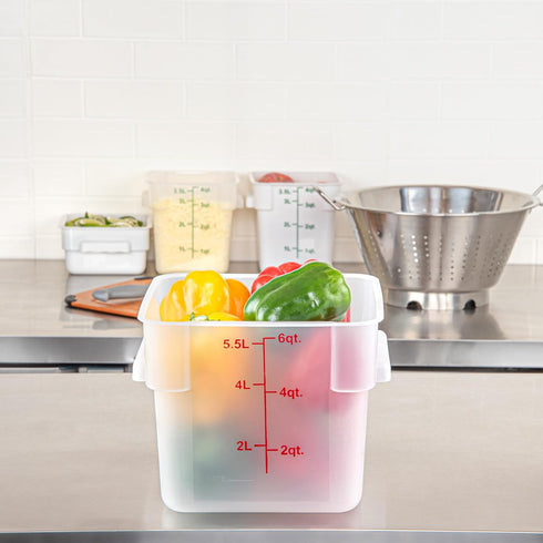 Restaurantware Met Lux 6 Quart Food Storage Container, Translucent with Volume Markers, Lids Sold Separately