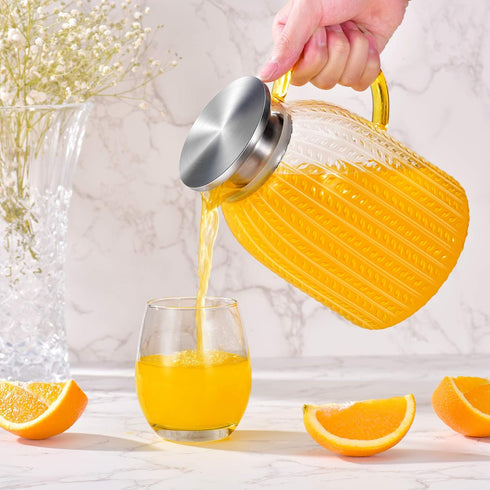 60oz Aofmee Glass Pitcher, Water Pitcher with Lid, Iced Juice Jugs for Fridge, Glass Carafe for Cold or Hot Beverages