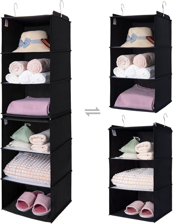 GRANNY SAYS 6-Shelf Hanging Organizer for Closet, Separable to 2 Pack 3-Shelf