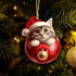 OFDNE Decoration,10Pcs Christmas Tree Christmas Tree Acrylic Pendant, Cute Cat with Light Xmas Tree Accessories