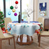 VVA Round Christmas Tablecloth - Winter Snowman Xmas Tree Santa Sleigh Holiday Decor 50 Inch for Family Gatherings