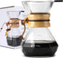 Pour Over Coffee Maker with Stainless Steel Filter, Borosilicate Glass Carafe, Modern Wooden Collar