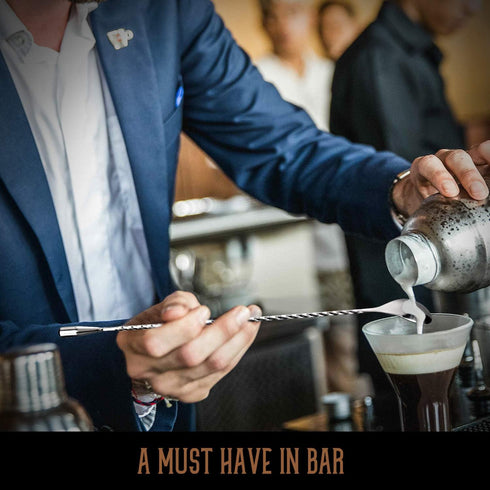 Hiware 12 Inches Stainless Steel Mixing Spoon, Spiral Pattern Bar Cocktail Shaker Spoon